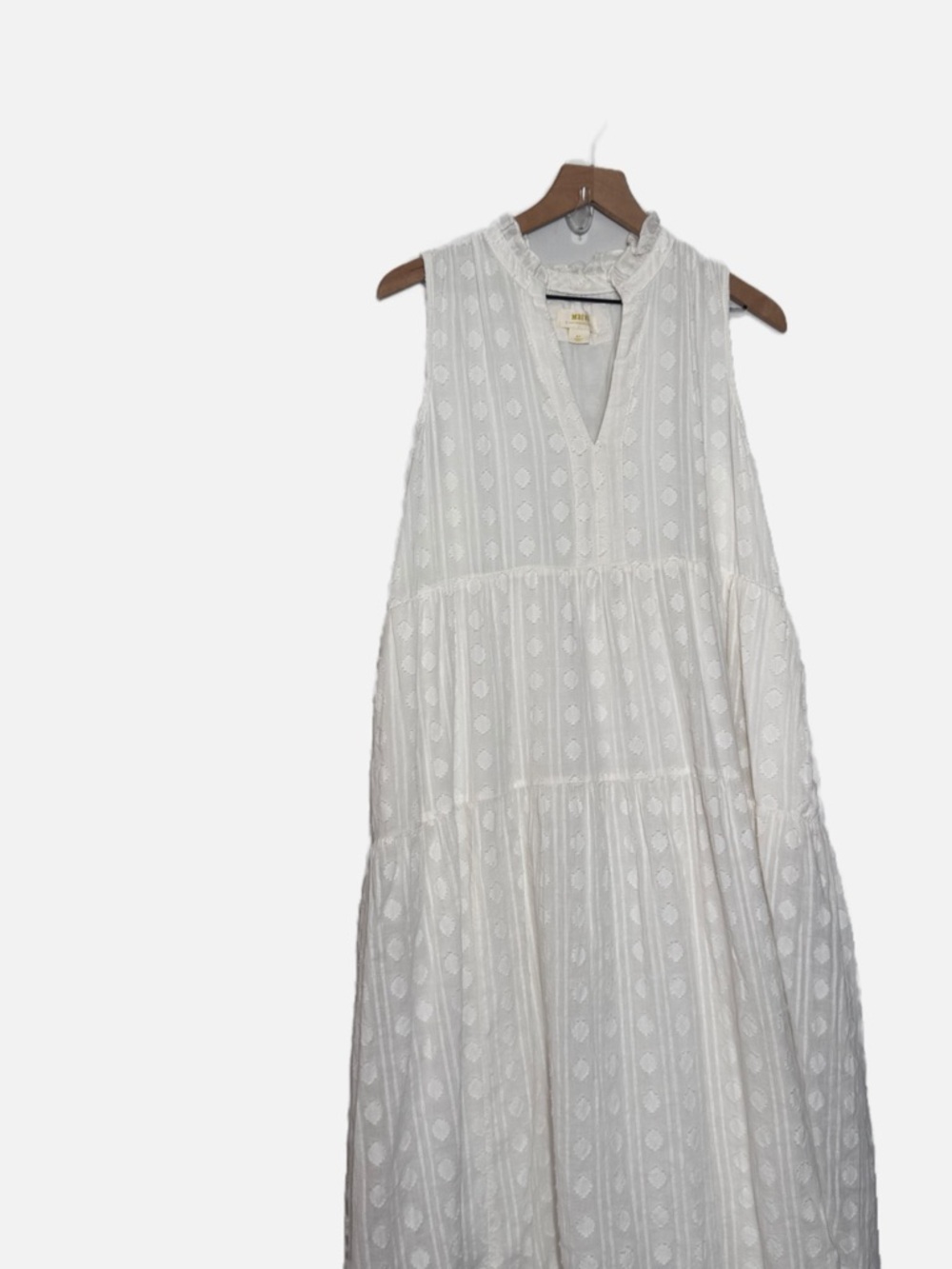 Maeve Anthropologie white cotton gauzy sleeveless midi dress bohemian flowy MP - Picture 4 of 14